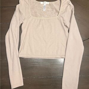 Boutique Long Sleeve Beige/sage Top
